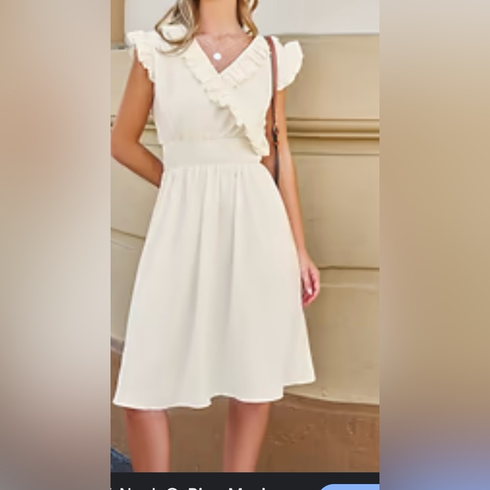 Cupshe White Flutter Sleeve  Dress